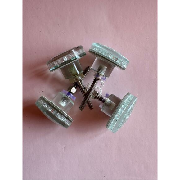 SET OF TWO Clear Cut Crystal Glass Cabinet Knobs Polished Nickel (4 Available ) - Picture 4 of 5